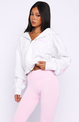 Gone Away Boxy Zip Front Hoodie Grey Marle