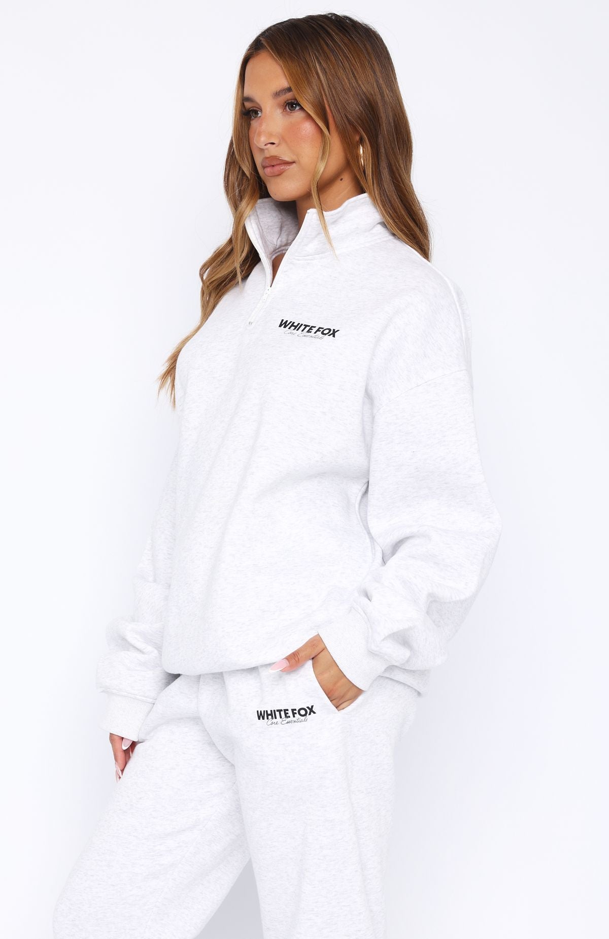 Core Essentials Zip Sweater Grey Marle