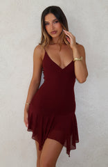 Floating Through It Mini Dress Burgundy
